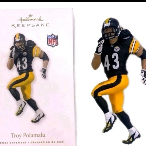 2010 Hallmark Keepsake NFL Troy Polamalu Pittsburgh Steelers Christmas Ornament - Picture 1 of 7